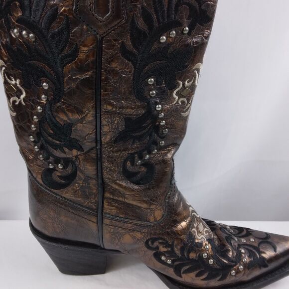 CORRAL Bronze Leather Studded Distressed Western Cowboy Boots Rodeo Women's 7M - Picture 16 of 16